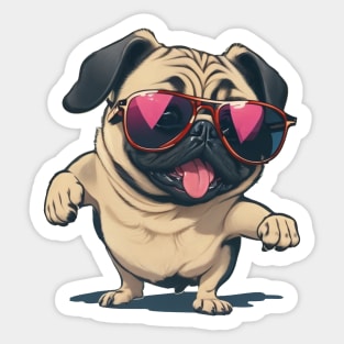 Happy pug in sunglasses Sticker